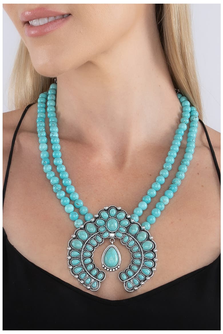 Blossom Teal Statement Necklace, Alternate, color, TEAL