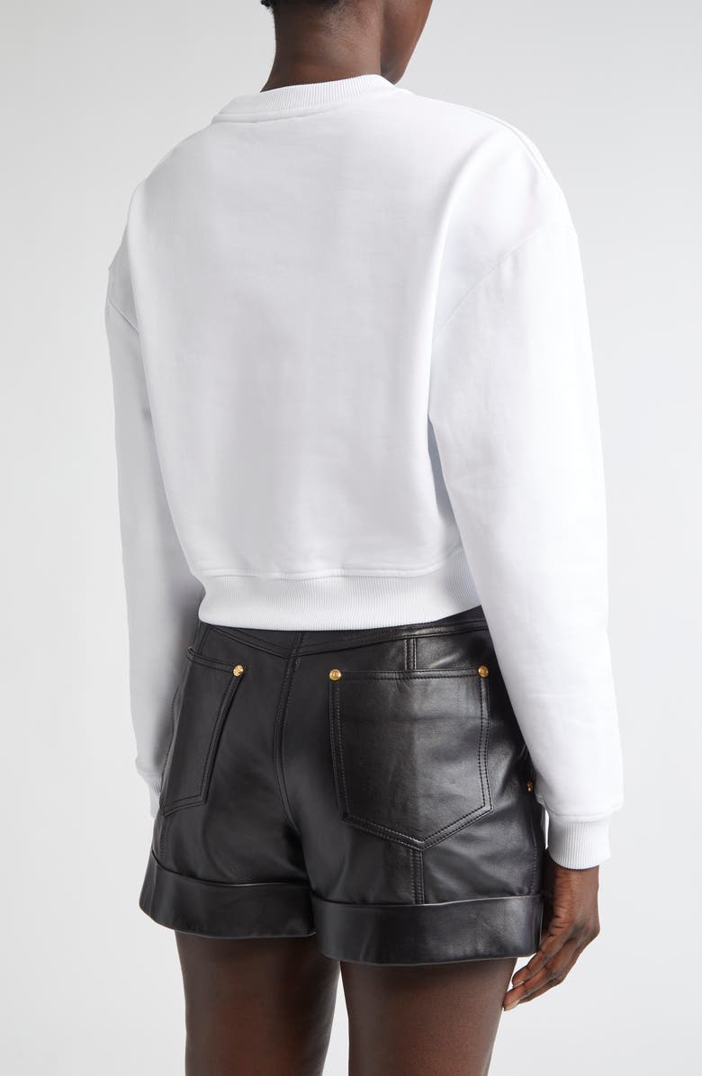 Balmain Crop Logo Graphic Sweatshirt, Alternate, color, Gab White/ Blk