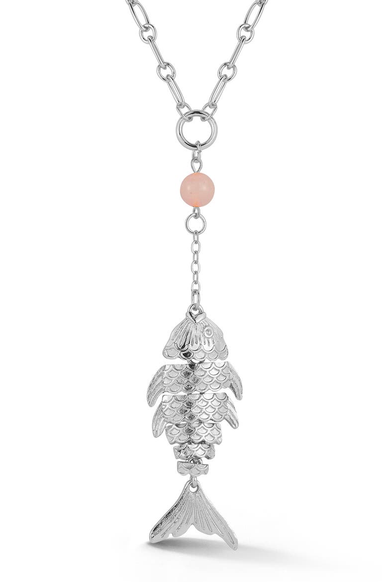 Fish Lariat Necklace, Main, color, SILVER