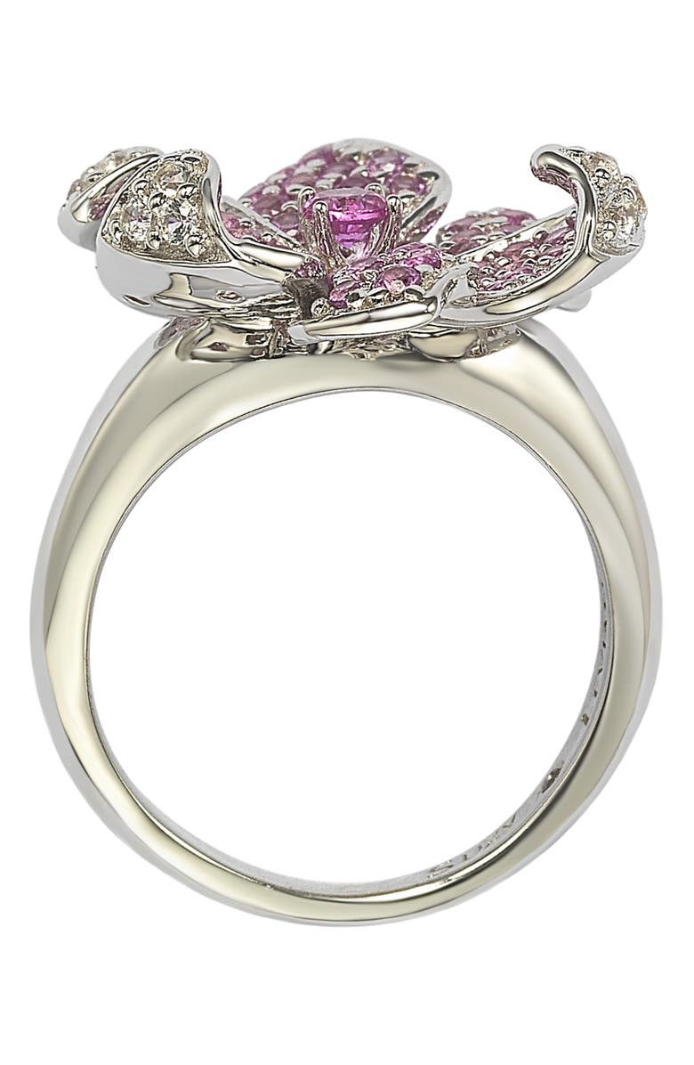 SUZY LEVIAN Sterling Silver & Pink Sapphire Flower Ring, Alternate, color, Pink