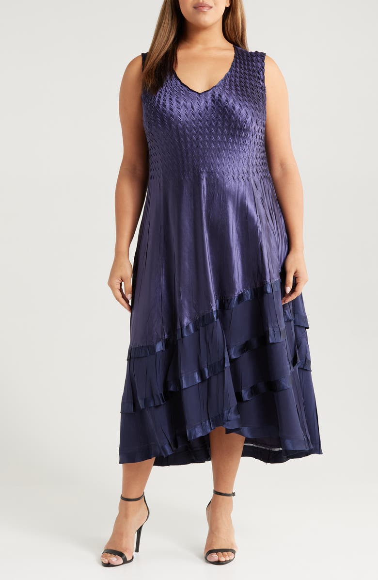 Komarov Satin Charmeuse & Chiffon Cocktail Midi Dress & Jacket Set, Alternate, color, 