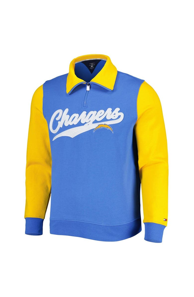 Tommy Hilfiger Men's Tommy Hilfiger Powder Blue/Gold Los Angeles Chargers Aiden Quarter-Zip Sweatshirt, Alternate, color, Powder Blue