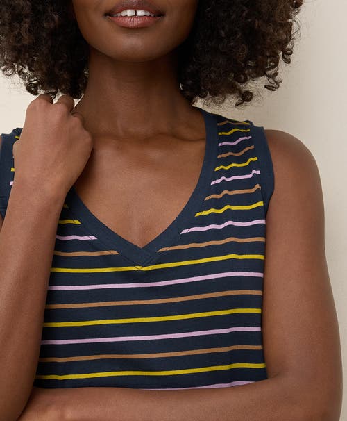 Pact Organic Cotton Softspun V-neck Tank In La Jolla Stripe