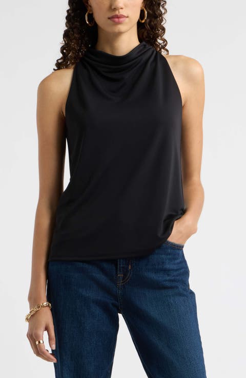 Draped Cowl Neck Halter Top