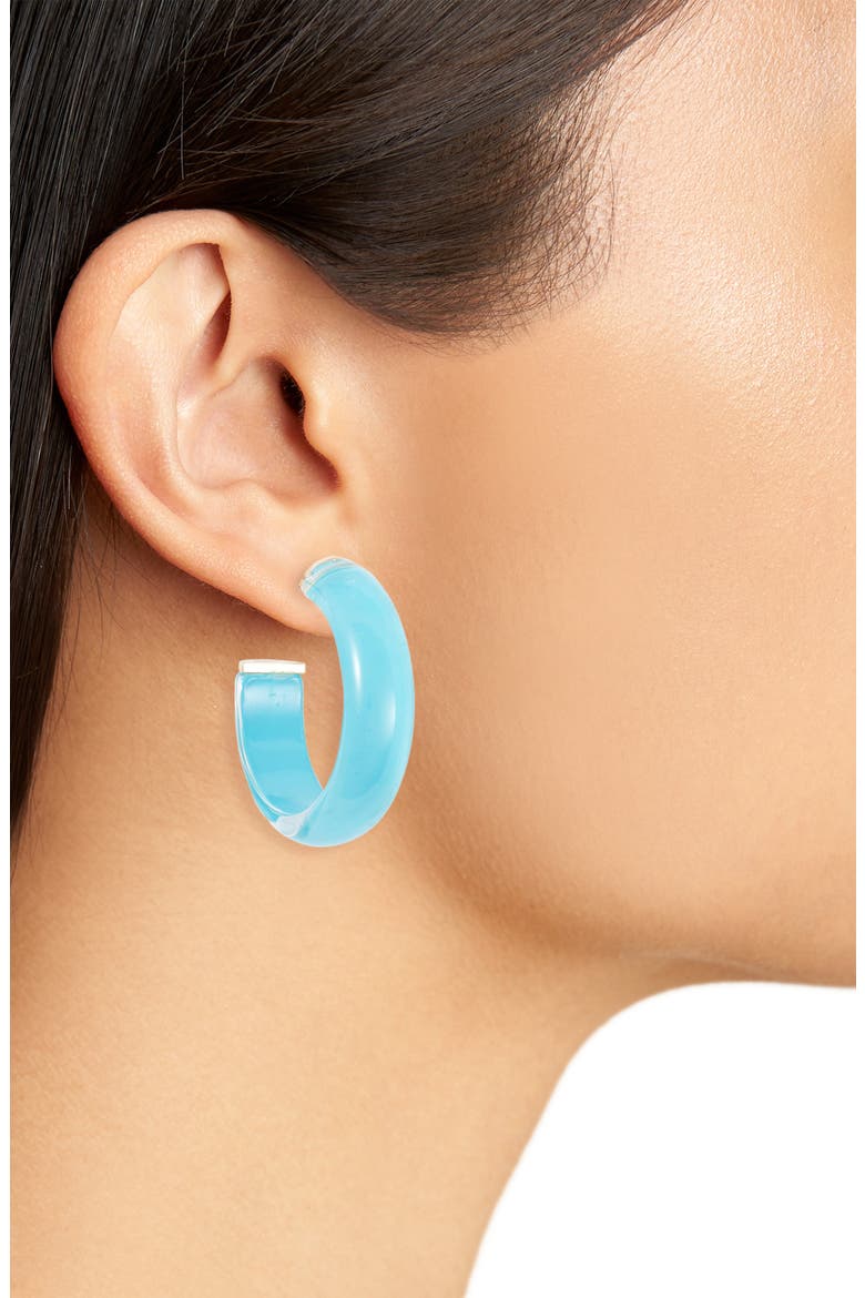 Argento Vivo Lucite® Hoop Earrings, Alternate, color, GOLD/ BLUE