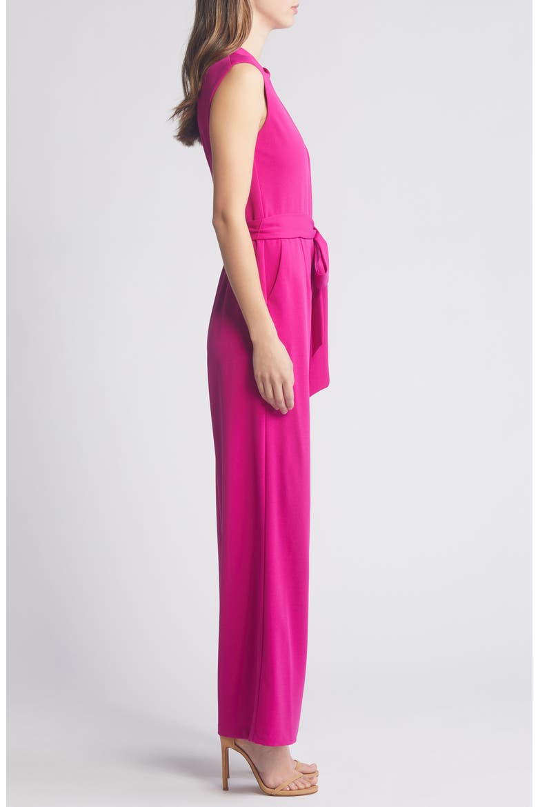 Twist Neck Sleeveless Jumpsuit, Alternate, color, MAGENTA