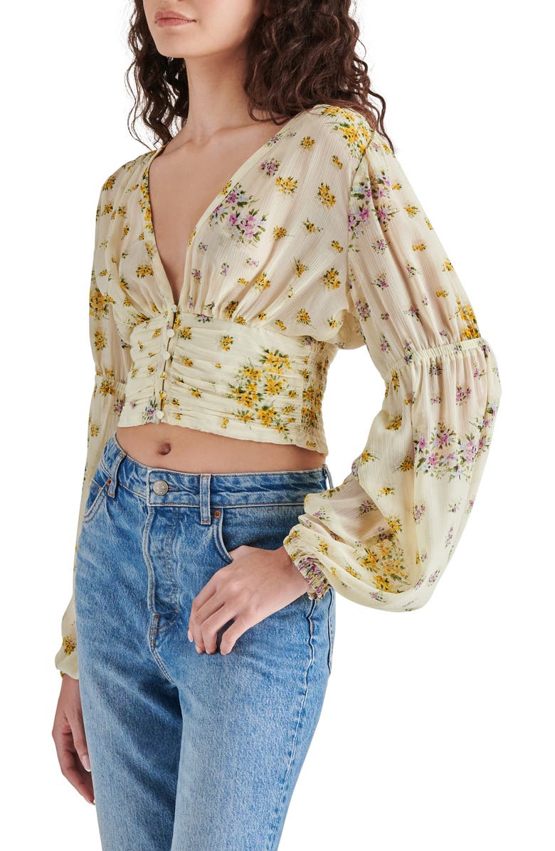 Steve Madden Leilani Floral Plunge Neck Crop Top, Alternate, color, 