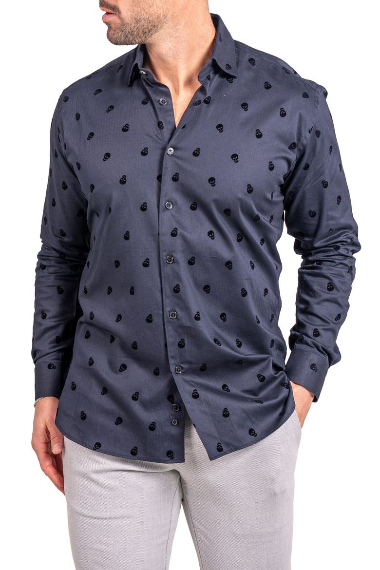 Fibonacci Ascension Contemporary Fit Button-Up Shirt, Alternate, color, BLACK