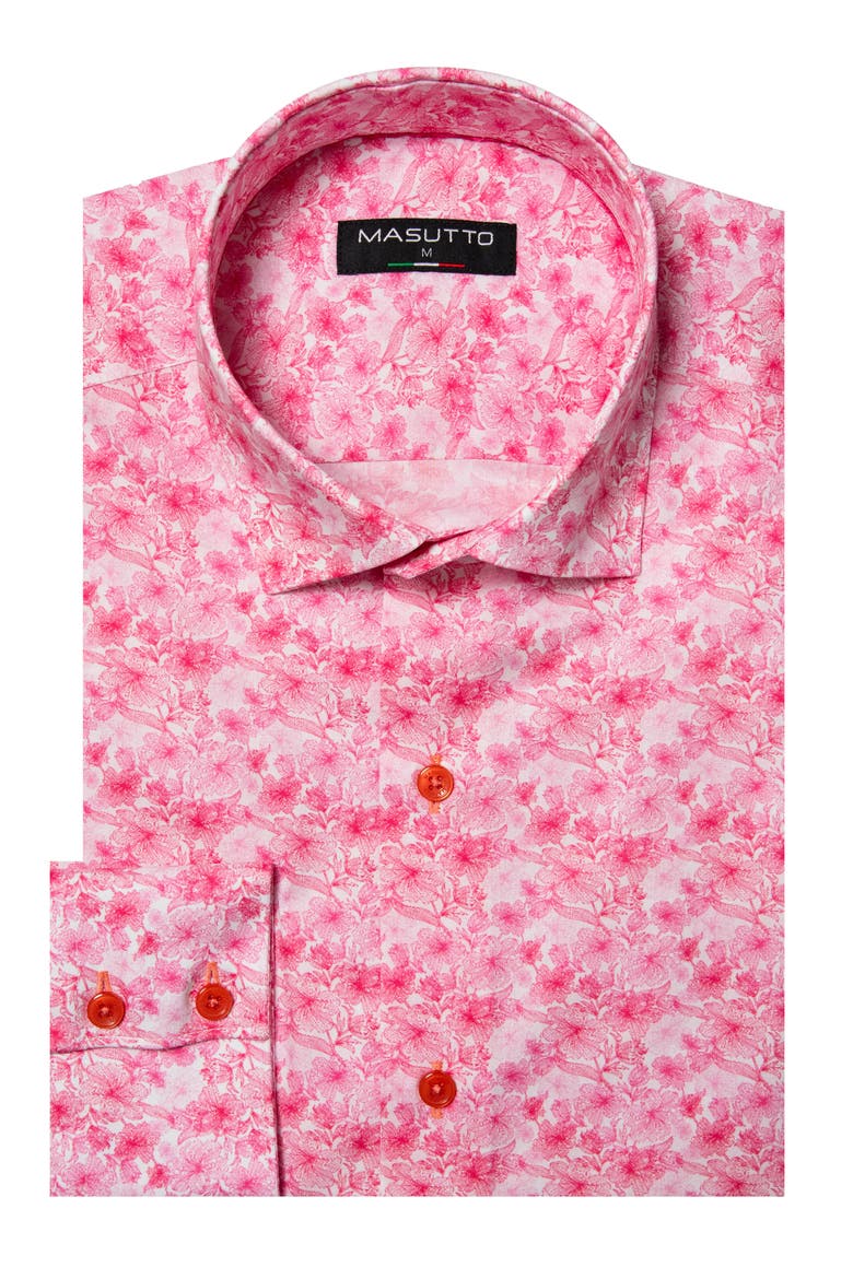 Riga Print Button-Up Long Sleeve Shirt, Main, color, Pink