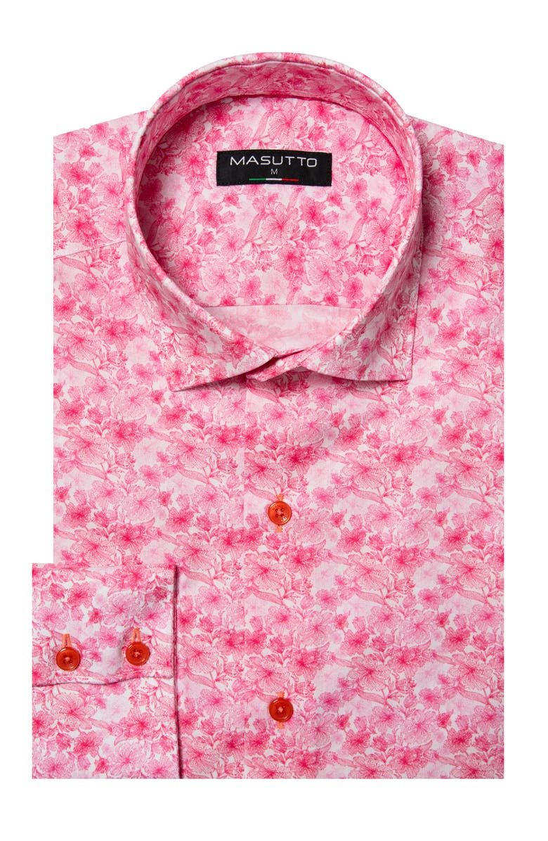 MASUTTO Riga Print Button-Up Long Sleeve Shirt, Main, color, Pink