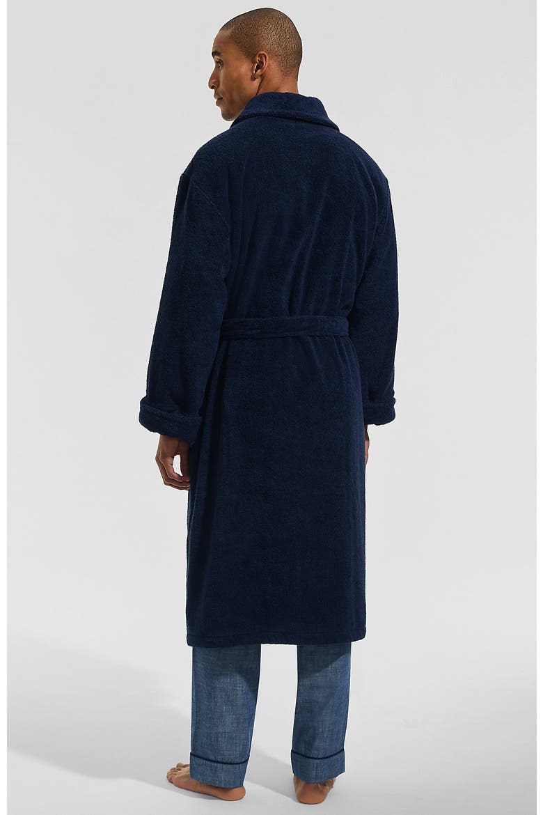 Calf Length Turkish Terry Robe, Alternate, color, Radiant Navy
