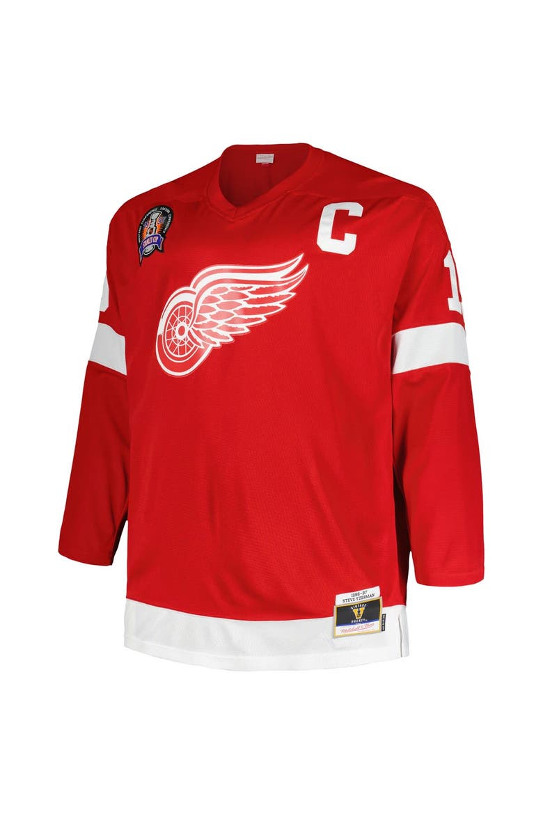 Men's Mitchell & Ness Steve Yzerman Red Detroit Red Wings Big & Tall Captain Patch Blue Line Player Jersey, Alternate, color, Red