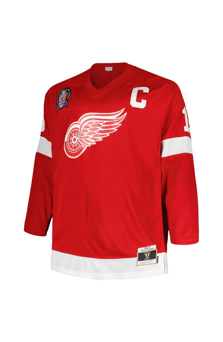 Mitchell & Ness Men's Mitchell & Ness Steve Yzerman Red Detroit Red Wings Big & Tall Captain Patch Blue Line Player Jersey, Alternate, color, 