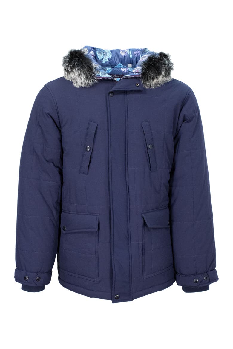 Duffy Quilted Ripstop Parka Jacket, Main, color, Navy