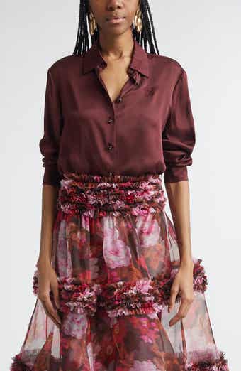 Luna Silk Satin Button-Up Shirt