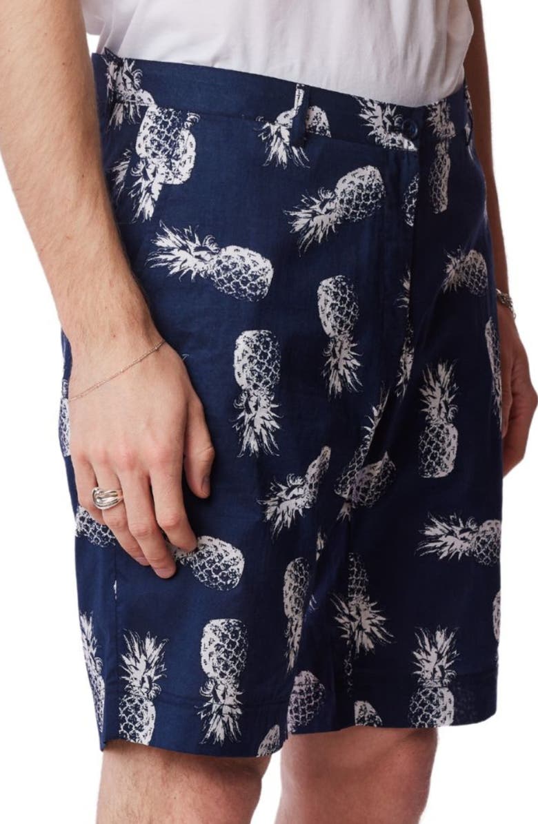 PAISLEY & GRAY Felix Slim Fit Shorts, Alternate, color, Navy Pineapple