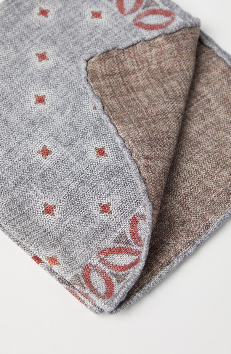 Brunello Cucinelli Silk pocket square, Alternate, color, Grey