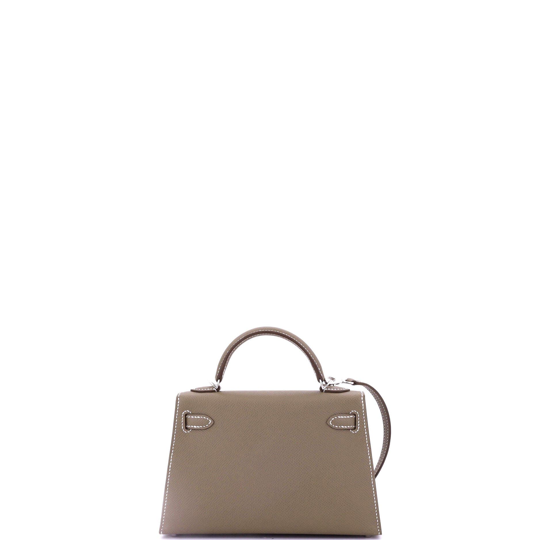 Pre-Owned Hermes Kelly Mini II Bag Grey Epsom with Palladium Hardware 20, Alternate, color, Etoupe