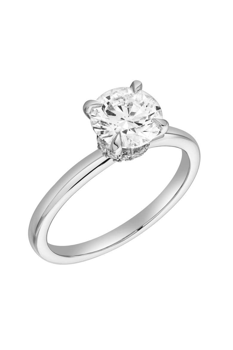 Lila 14K Gold Round Lab Grown Diamond Hidden Halo Ring - 1.5 Ct, Alternate, color, 14K White Gold