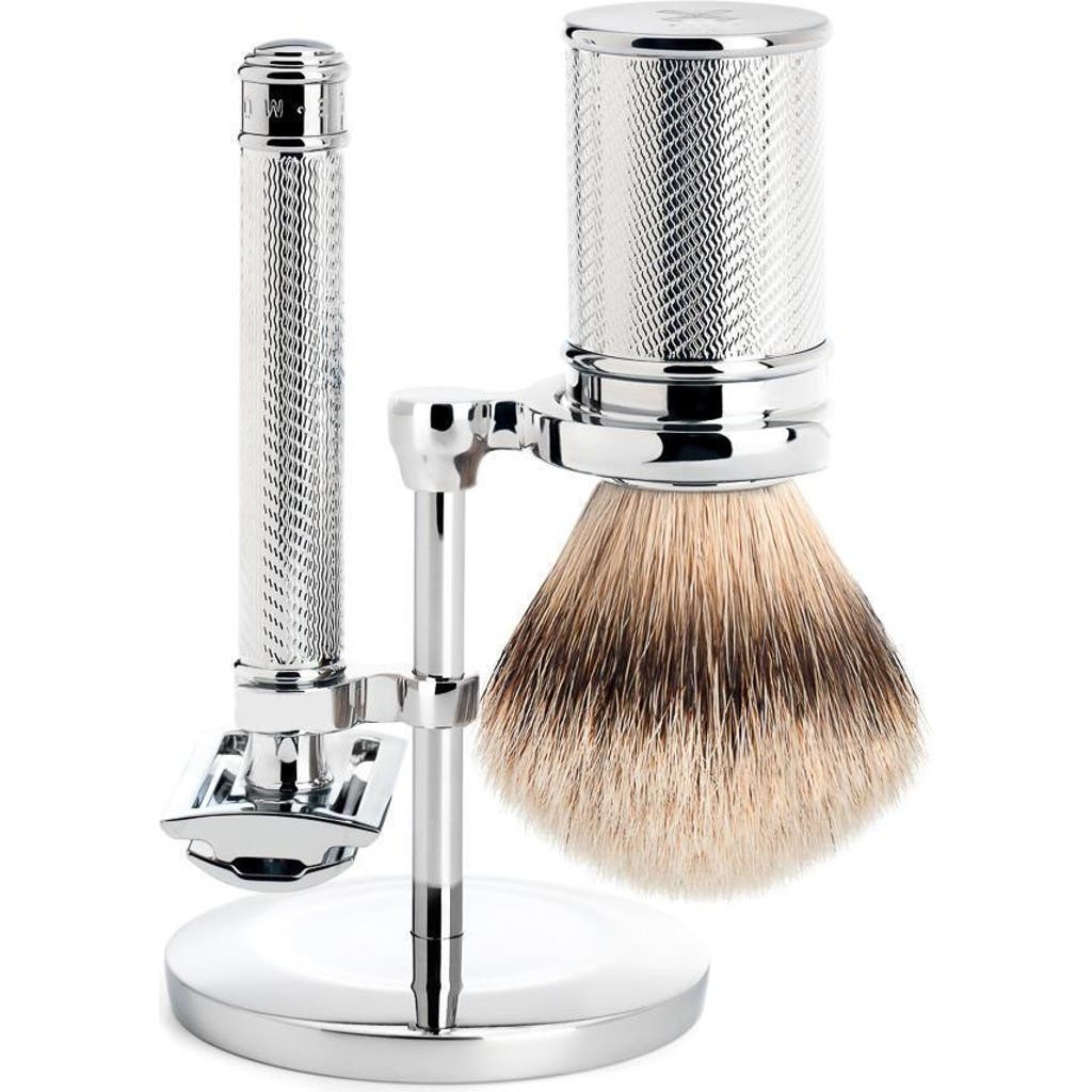 Mühle Chrome Silvertip Badger & Closed Comb Safety Razor Shaving Set In Silver
