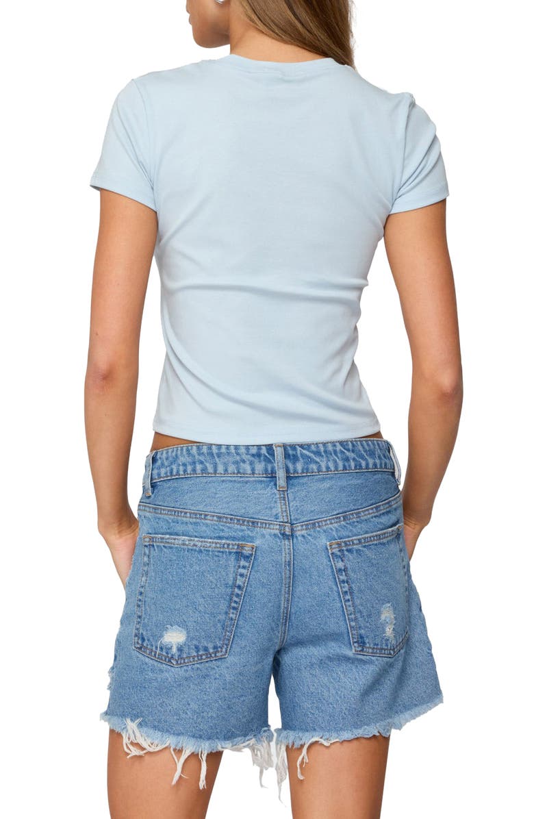 EDIKTED 73 Camo Shrunken Cotton Graphic T-Shirt, Alternate, color, Light-Blue