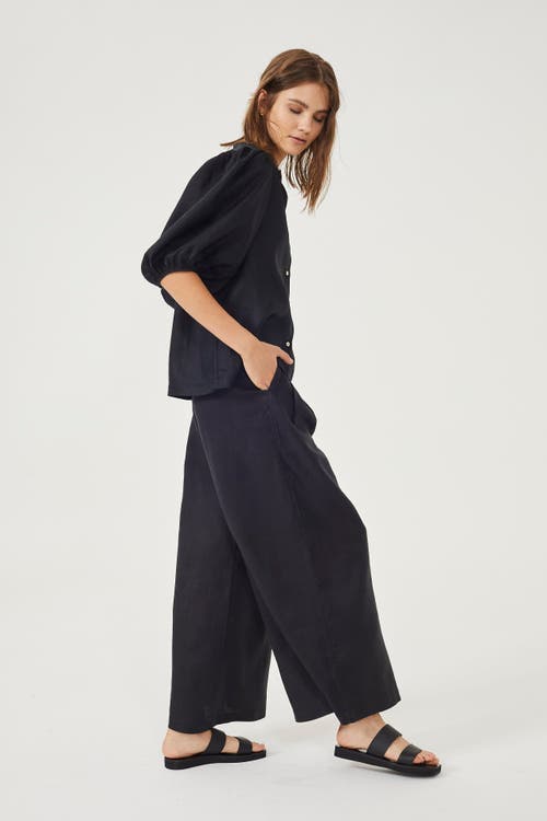 Lanhtropy Culotte Linen Pant In Black