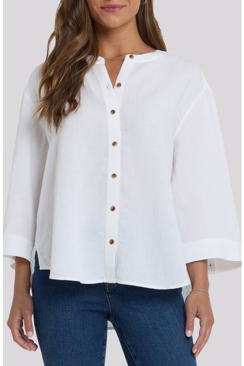 Maggie Oversize Linen Blend Button-Up Shirt, Main, color, OPTIC WHITE