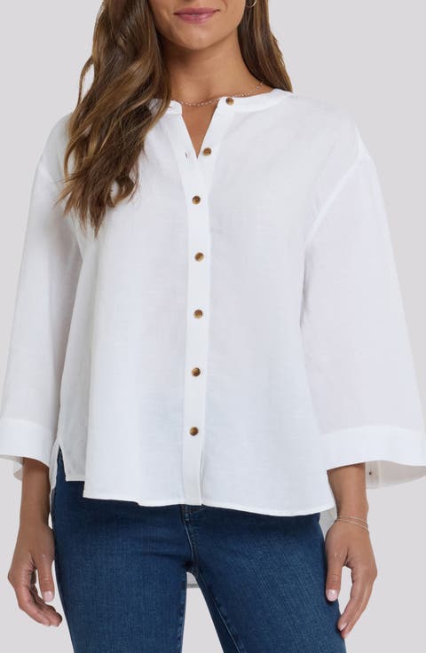 Maggie Oversize Linen Blend Button-Up Shirt
