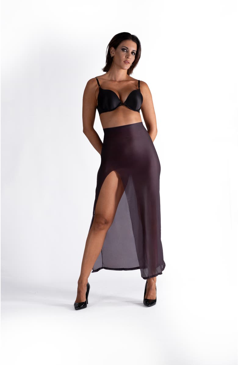 LECHERY<sup>®</sup> Lustrous Sheer High-waisted Maxi Skirt With Side Slit, Alternate, color, Black