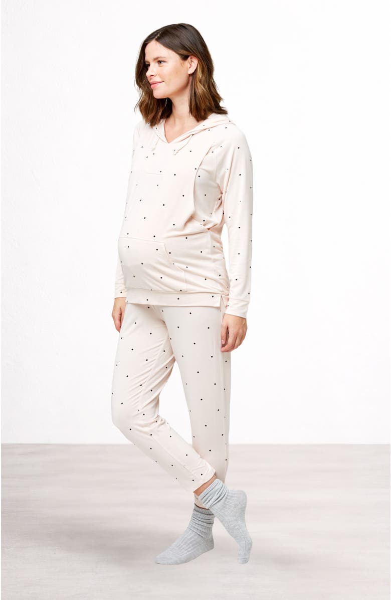 Nom Maternity Max Tapered Over-the-belly Maternity Lounge Pants, Alternate, color, Polka Dot