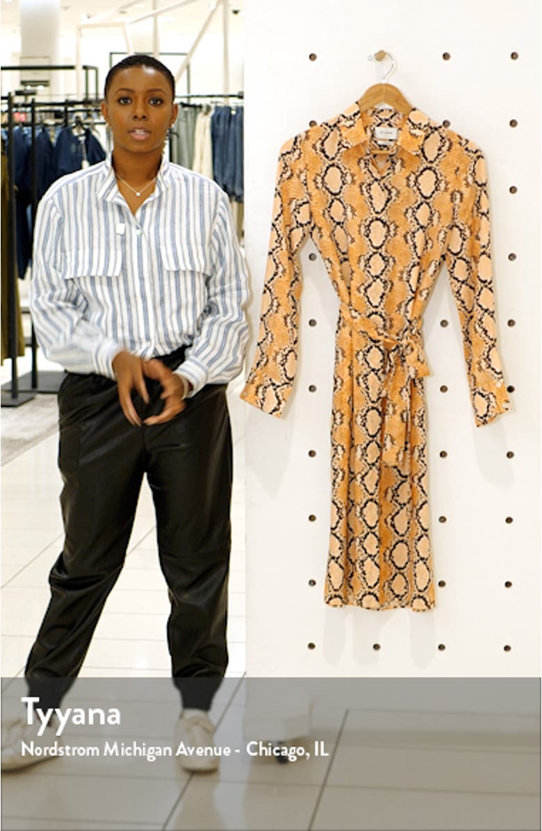 Snakeskin Print Long Sleeve Silk Crêpe de Chine Shirtdress, sales video thumbnail