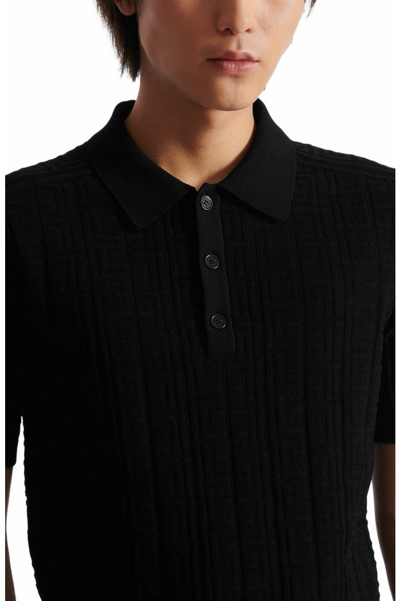 Monogram Knit Polo Shirt, Alternate, color, Black
