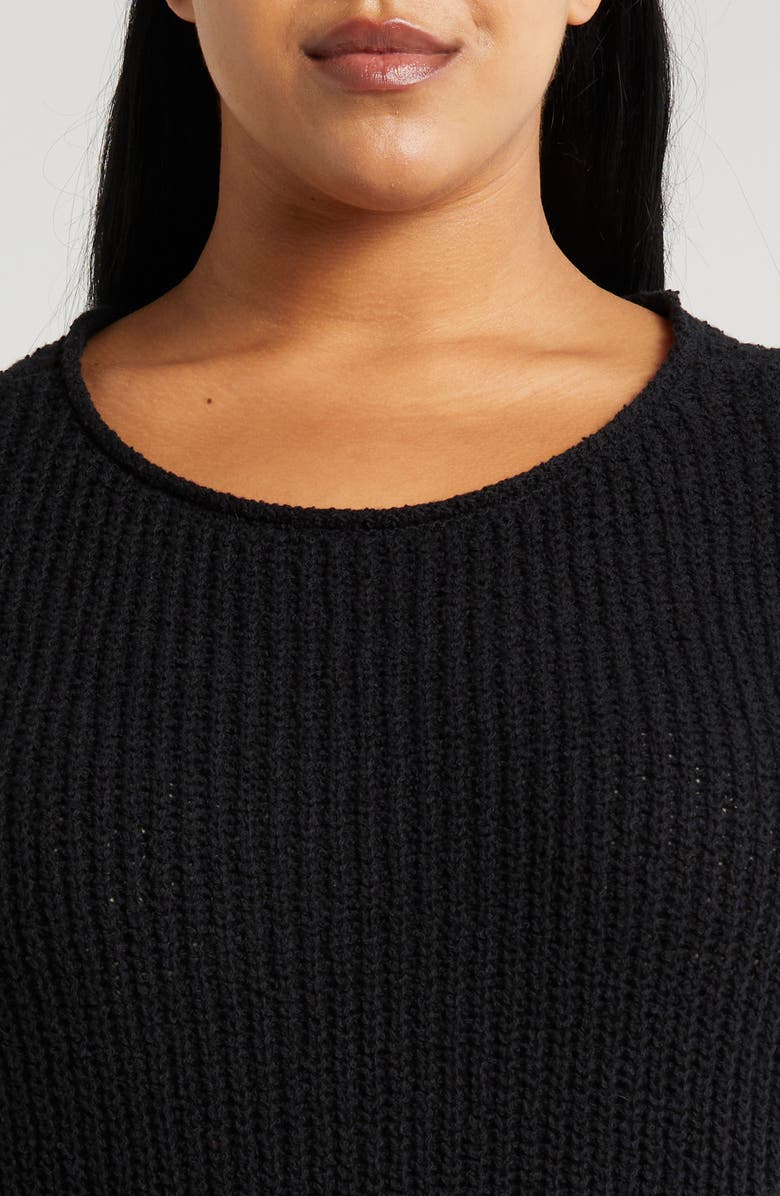 Eileen Fisher Ballet Neck Cap Sleeve Organic Cotton Sweater, Alternate, color, 