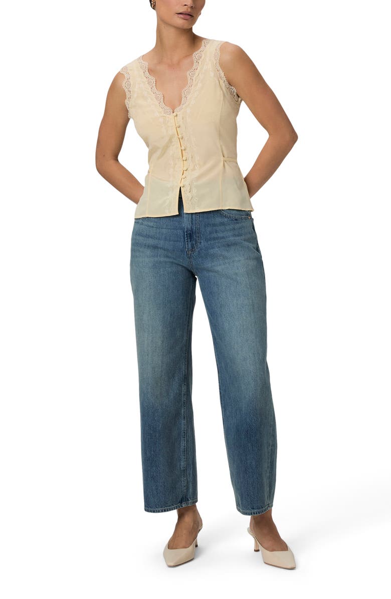 PAIGE Ancona Lace Trim Silk Tank, Alternate, color, Apricot Dust