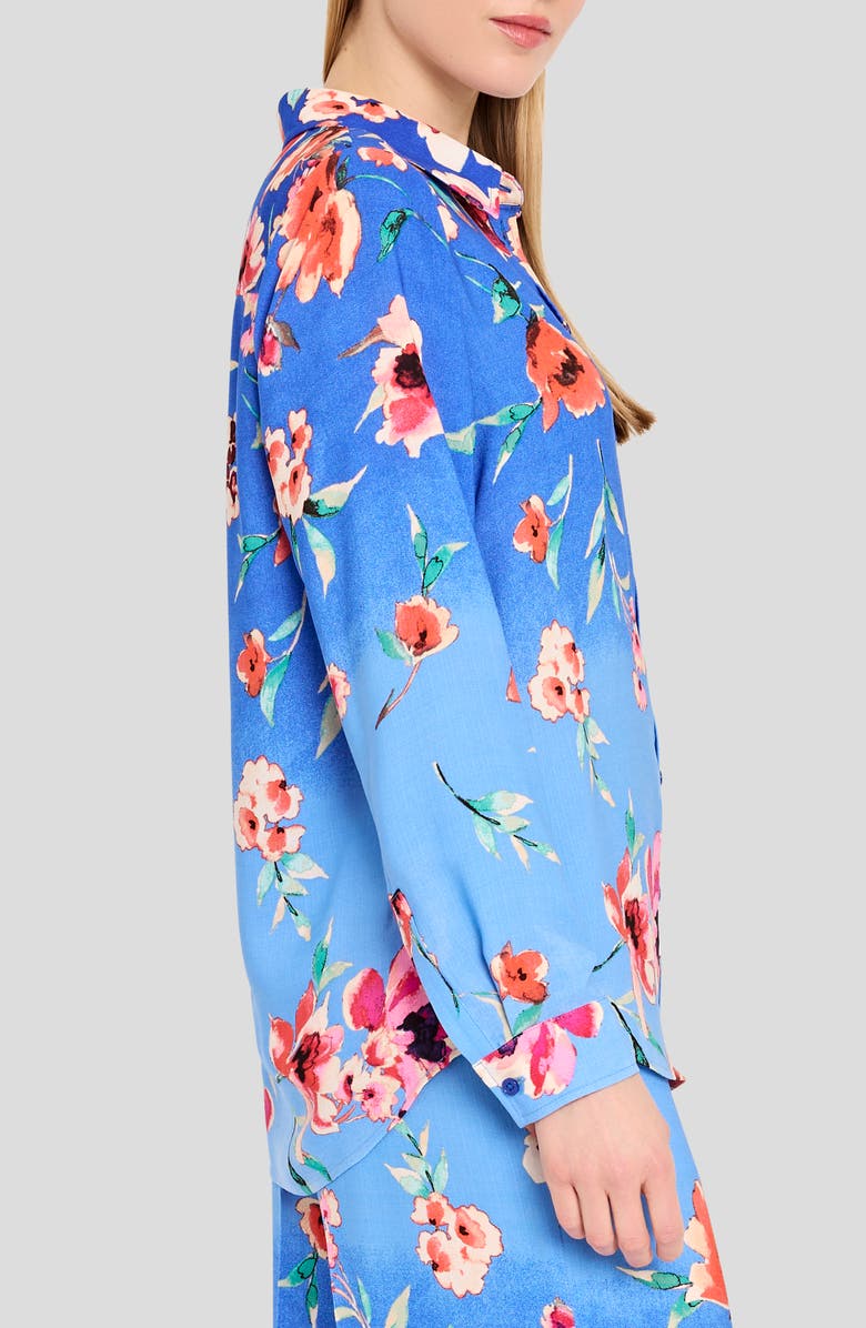 Tahari ASL Floral Print Shirt, Alternate, color, Peri Floral