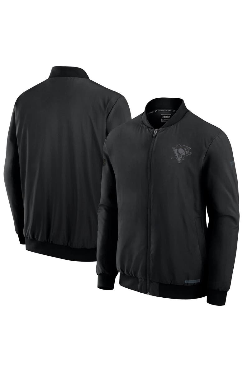FANATICS Men
s Fanatics Black Pittsburgh Penguins Authentic Pro Road Full-Zip Bomber Jacket, Main, color, Black