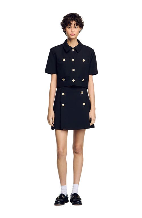 Sandro Short Pleated Skirt In Black