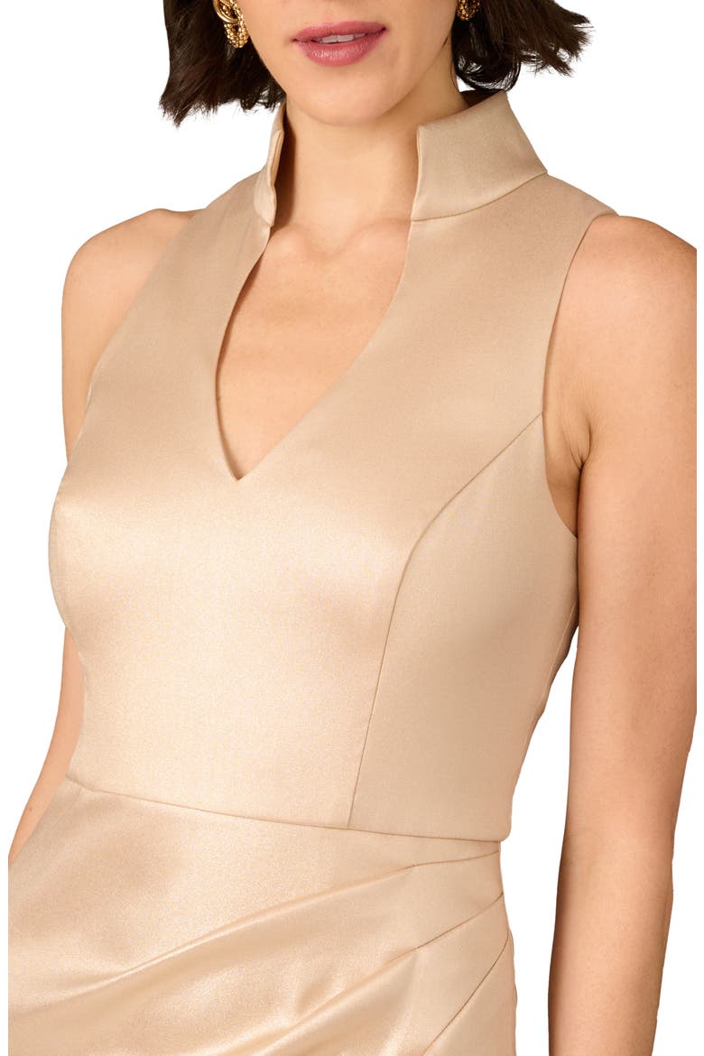 Foiled Stretch Mikado Cocktail Dress, Alternate, color, CHAMPAGNE/ GOLD