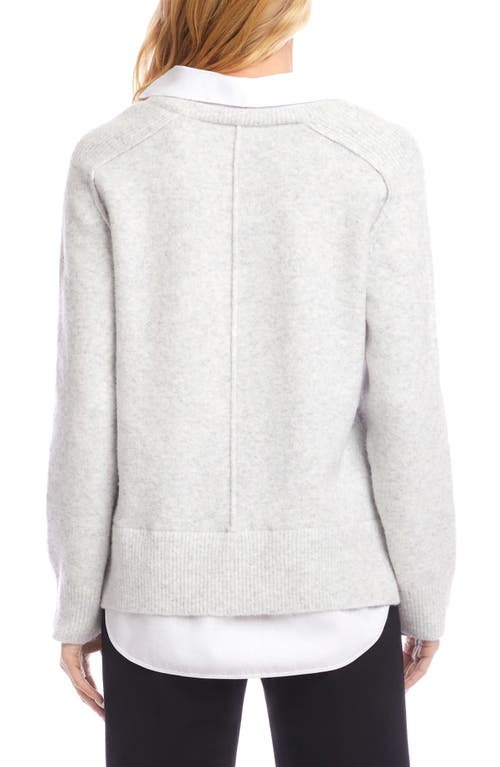 Karen Kane Mixed Media Layered Sweater In Gray