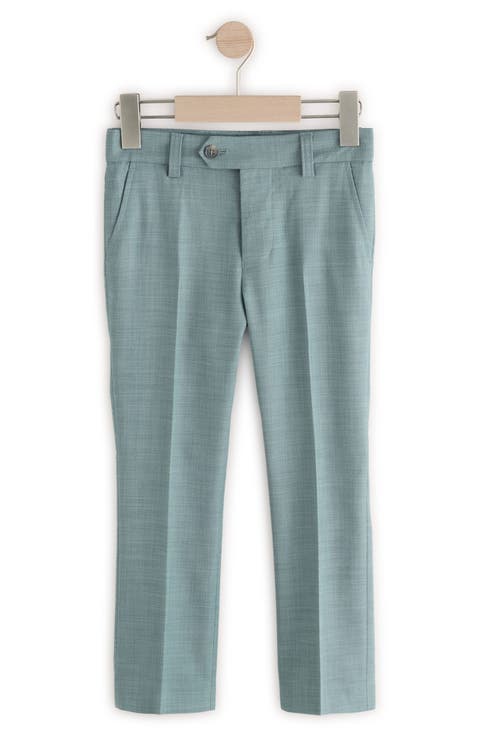 Kids' Skinny Fit Flat Front Textured Green Dress Pants (Big Kid)