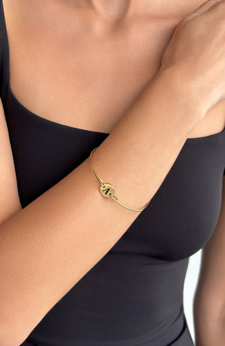 Adornia Tarnish Resistant 18K Gold Plated Initial Bangle Bracelet, Alternate, color, Gold-A