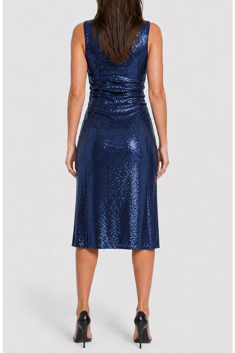 Disco Dot Shirred Maxi Dress, Alternate, color, NAVY