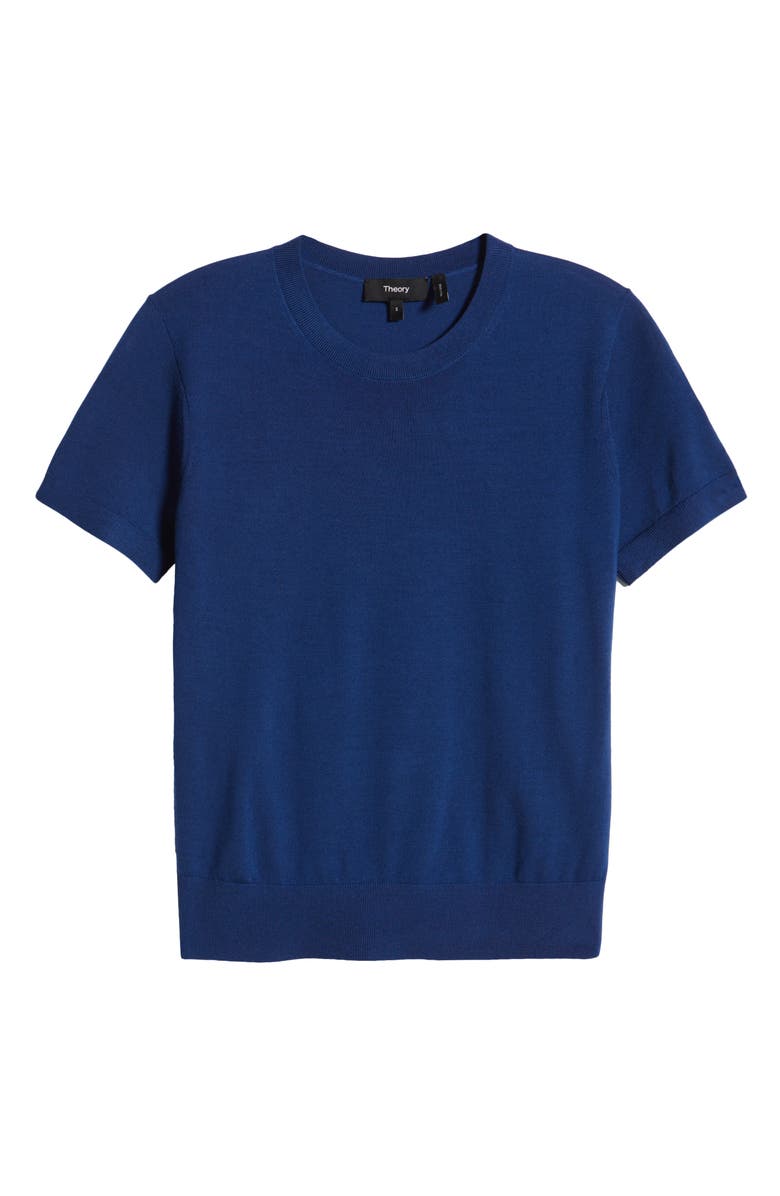 Theory P Regal Short Sleeve Wool Blend Sweater, Alternate, color, Sapphire