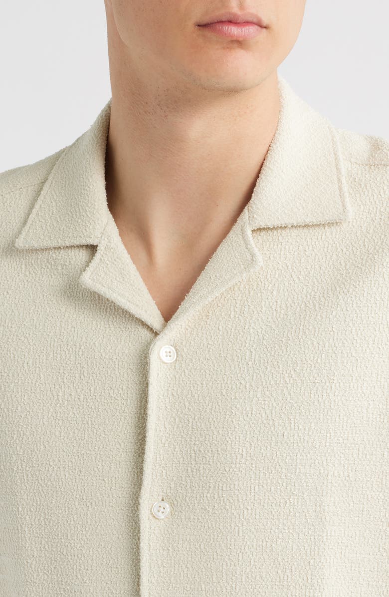 BOSS Lars Terry Cloth Camp Shirt, Alternate, color, Open White