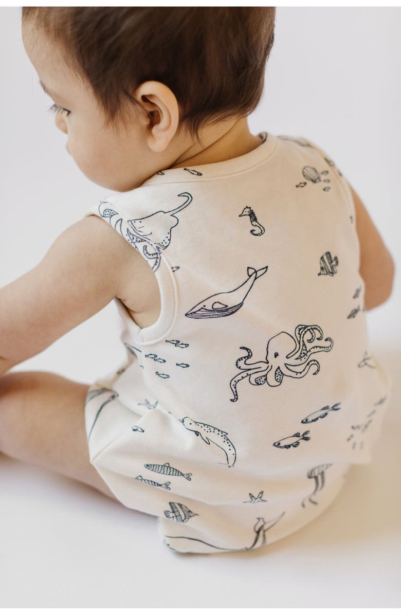 Pehr Life Aquatic Print Organic Cotton Romper, Alternate, color, 