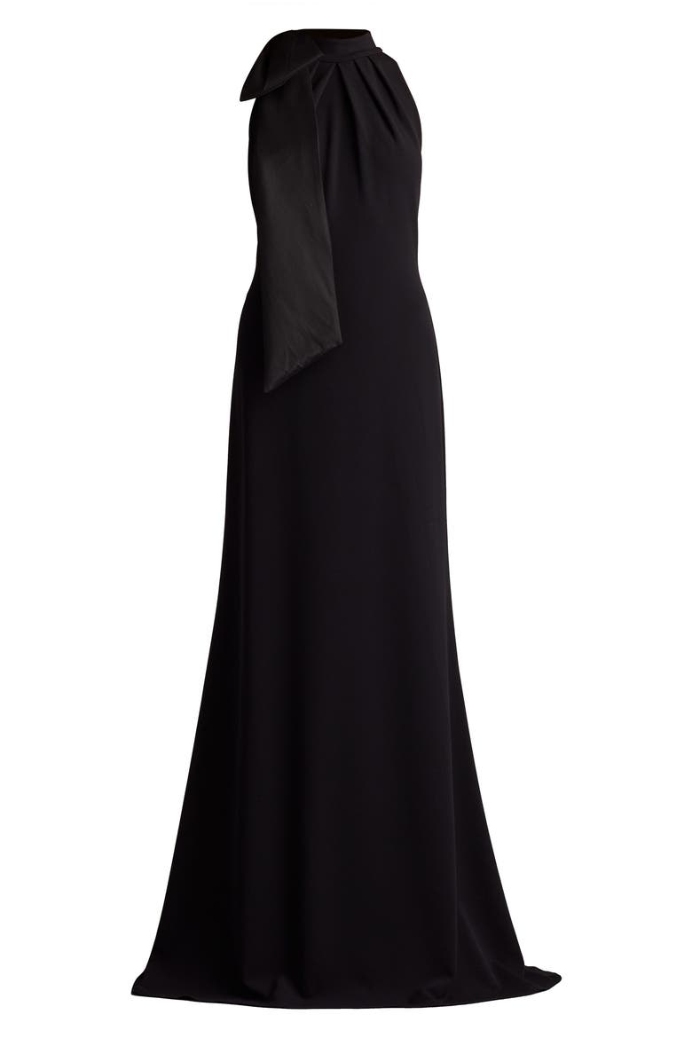 Bow Neck Gown, Alternate, color, BLACK