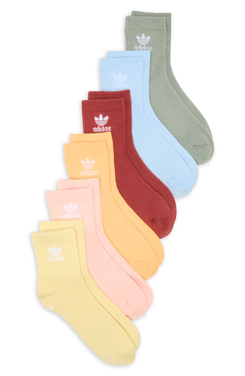 adidas Originals Trefoil 6-Pack Quarter Socks, Main, color, 