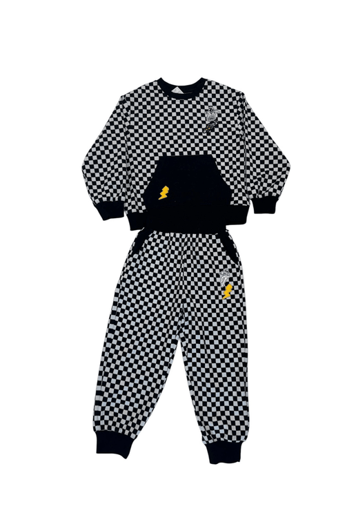 Lola + The Boys Checker Astro Patch Set In Black