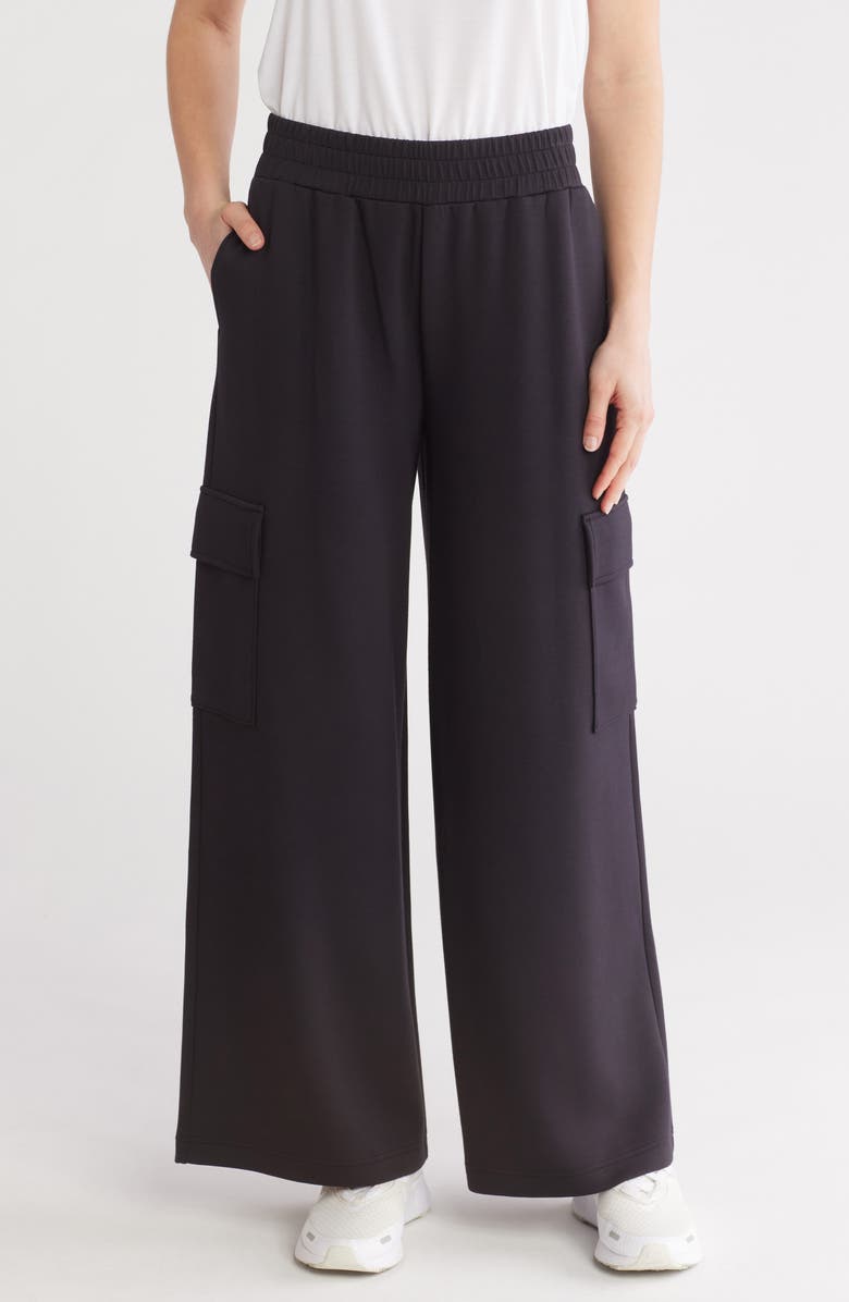 Z by Zella Whisper Wide Leg Knit Pants, Main, color, Black