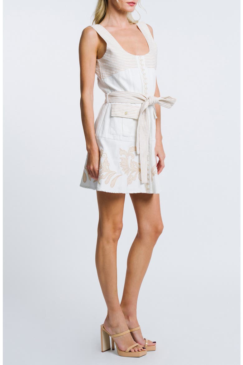 Embroidered Fit & Flare Minidress, Alternate, color, OFF WHITE